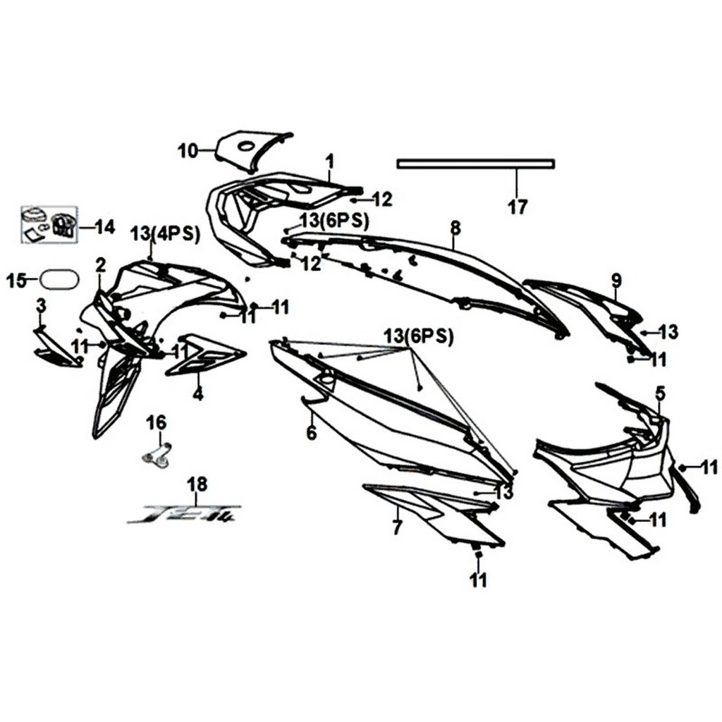 SYM Jet 14 125 Ie Euro 4 SELE ALTI ÖN KAPAK