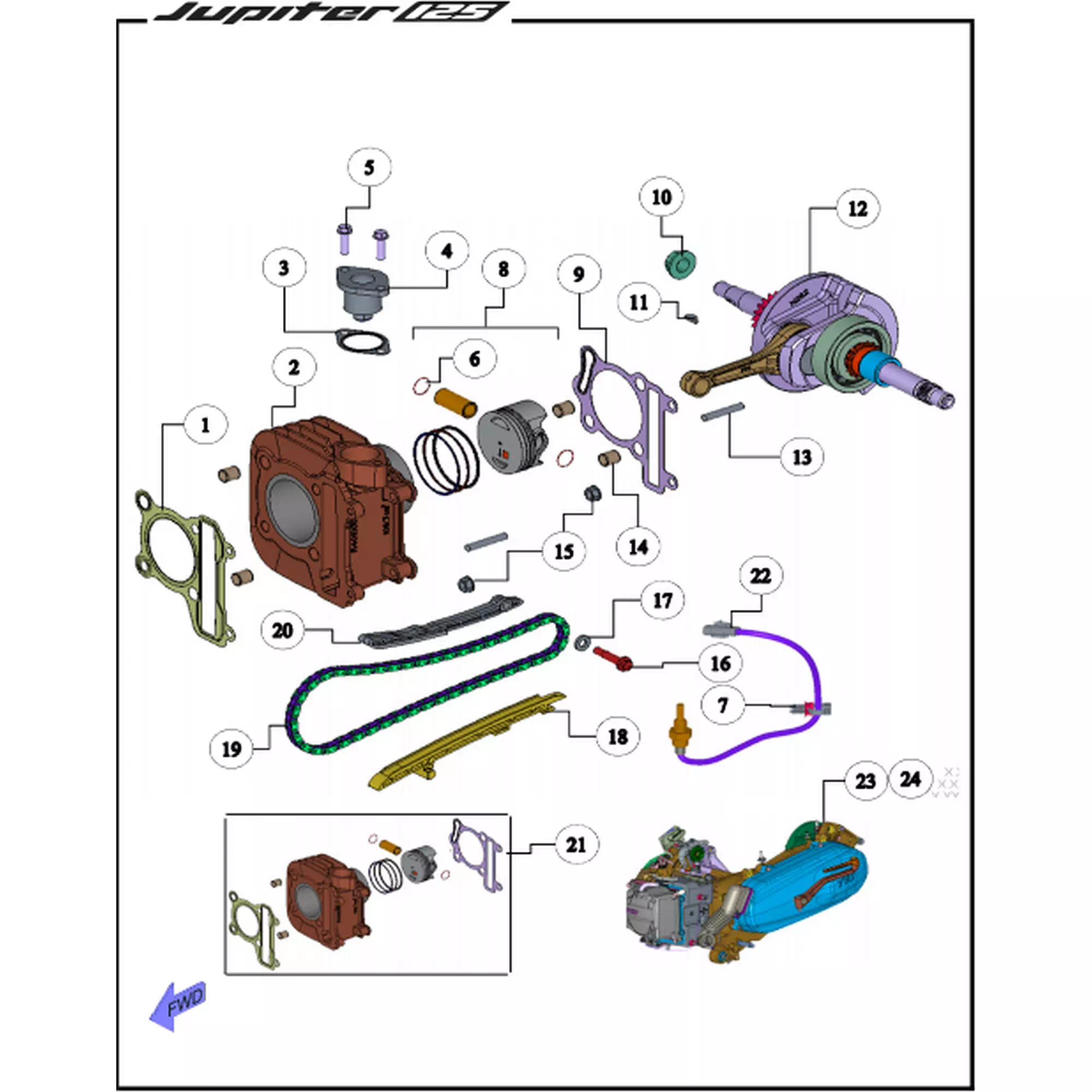TVS JUPITER 125 (EURO 5) EKSANTRIK ZINCIR GERGISI UST #Y4TVS7003A0202