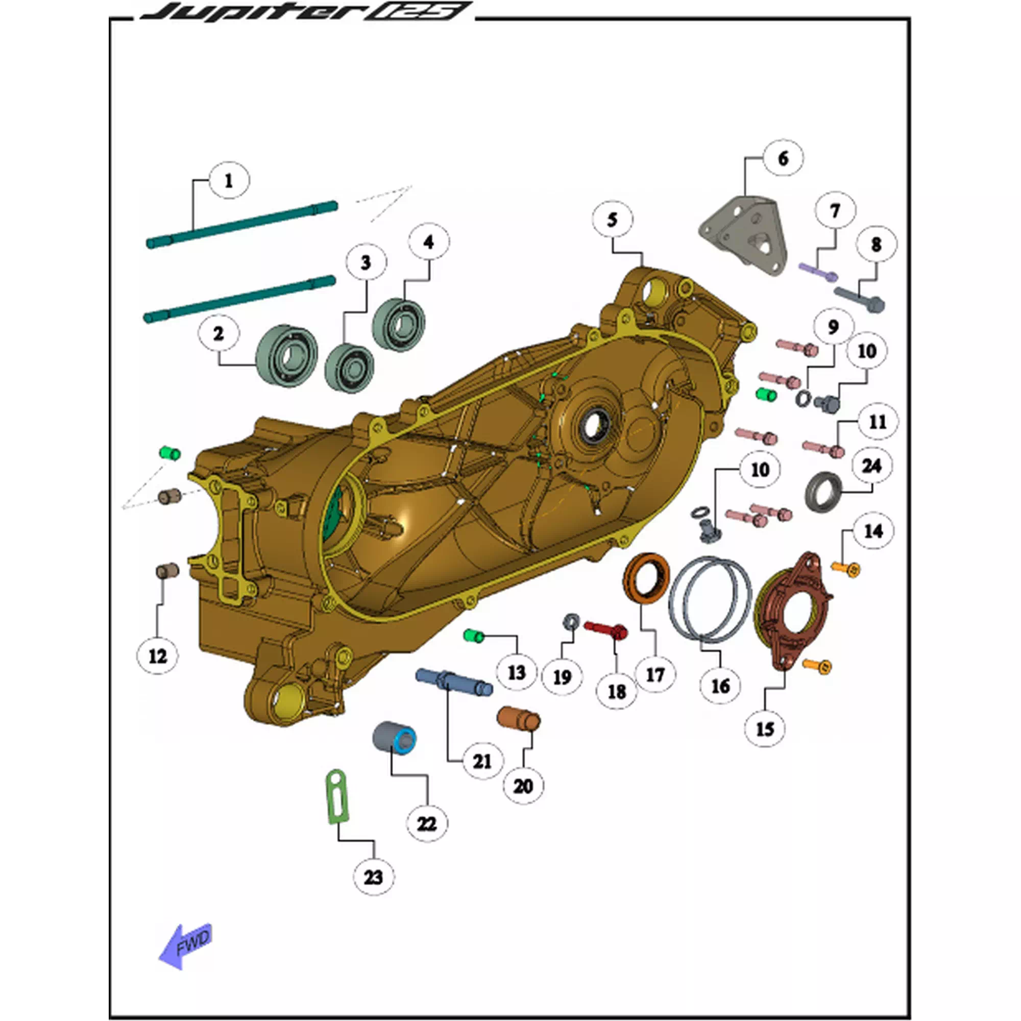 TVS JUPITER 125 (EURO 5) KRANK KUTUSU SOL #Y4TVS7003A0247