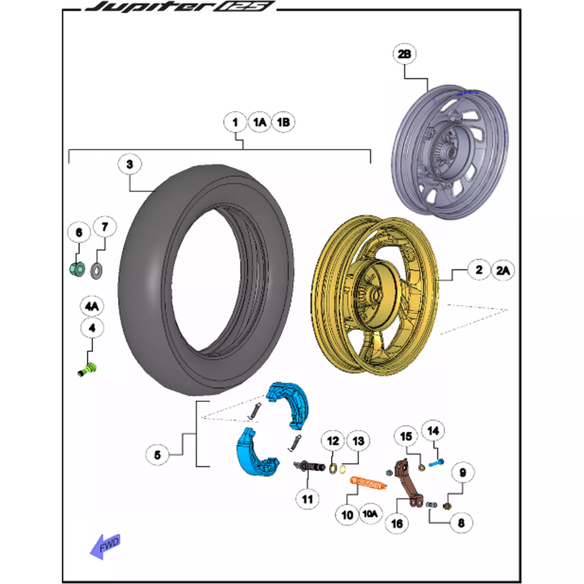 TVS WEGO 110 ARKA JANT - CELIK (2.15X12") (SIYAH) #Y4TVS7002A0397