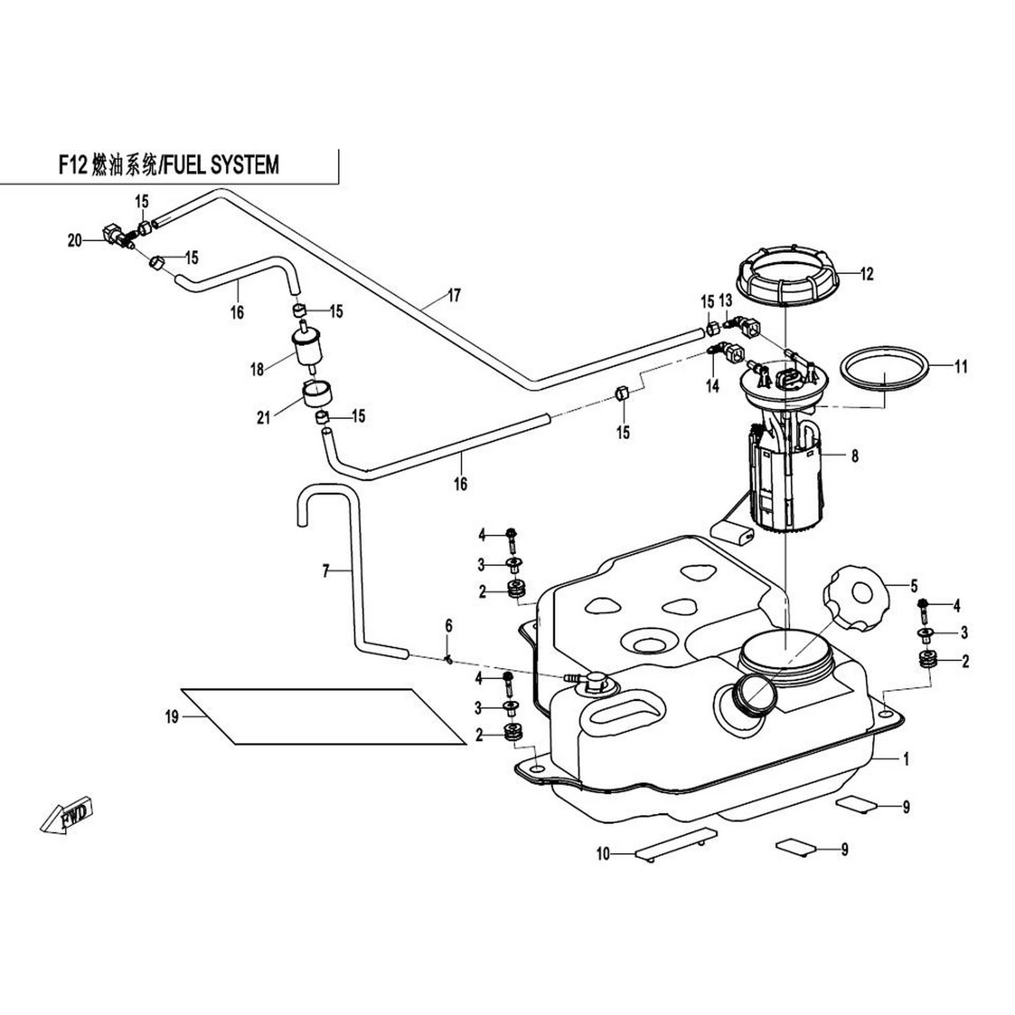 CF MOTO ZFORCE 550 BENZIN DEPOSU HAVALANDIRMA HORTUMU #Y4CFM4021A0195