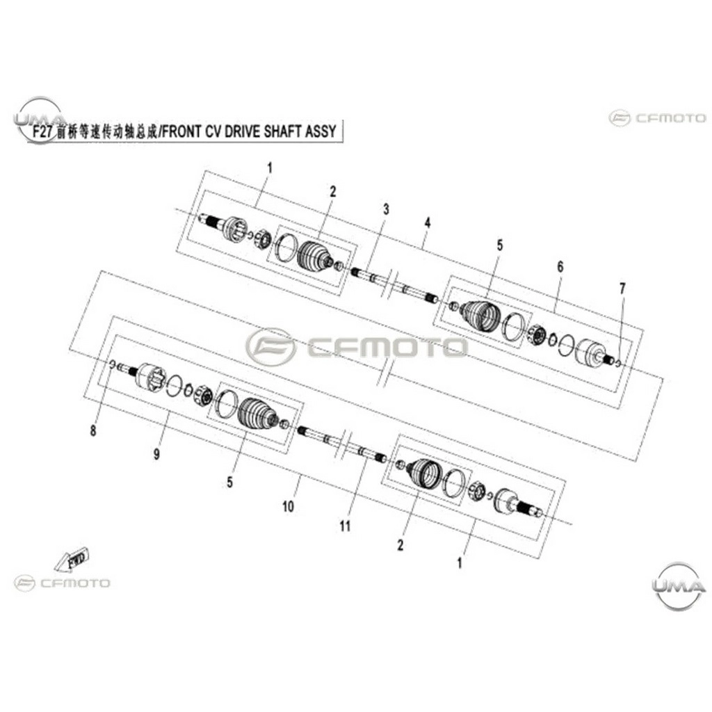 CF MOTO ZFORCE 550 ARKA AKS KOMPLE SAG #Y4CFM4021A0082