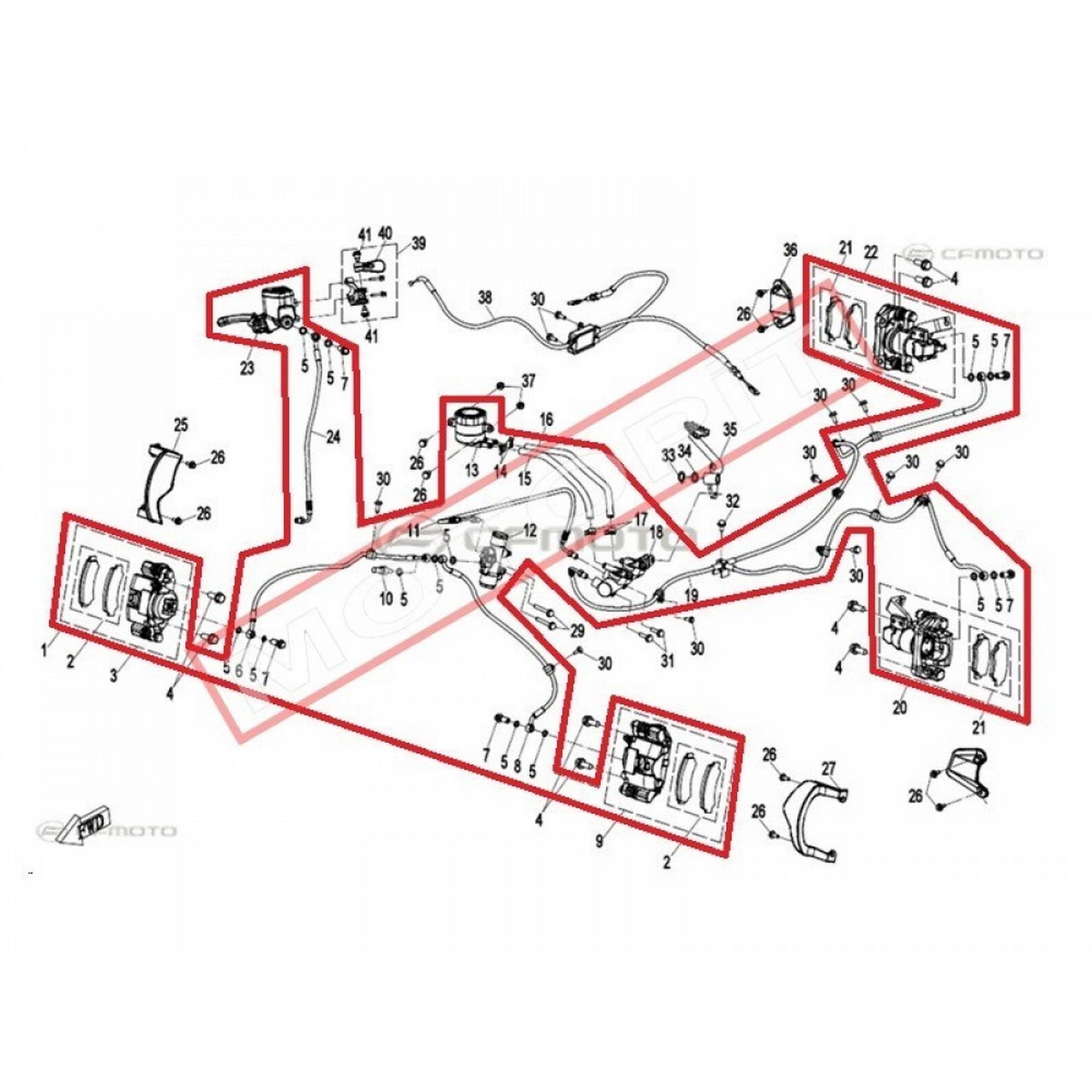 CF MOTO CF 600 ATR-2L (T3B) FREN SISTEMI KOMPLE #Y4CFM4032A0099