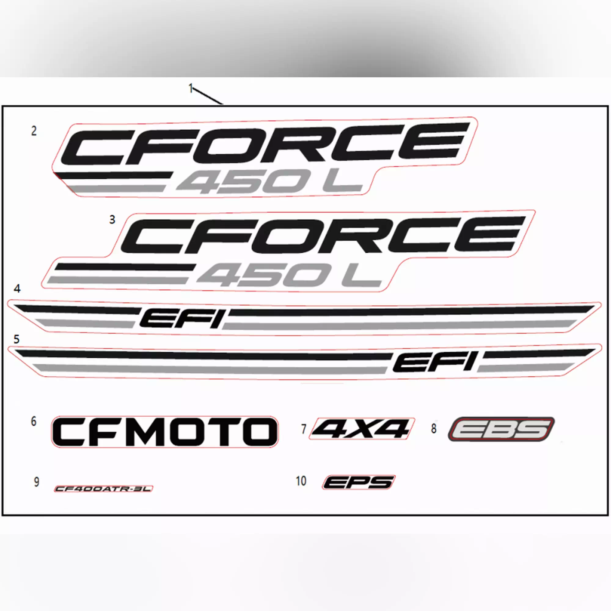 CF MOTO CFORCE 450L (CF400ATR-3L) (T3B) ETIKET SETI KOMPLE (TURUNCU) #Y4CFM4042A0111