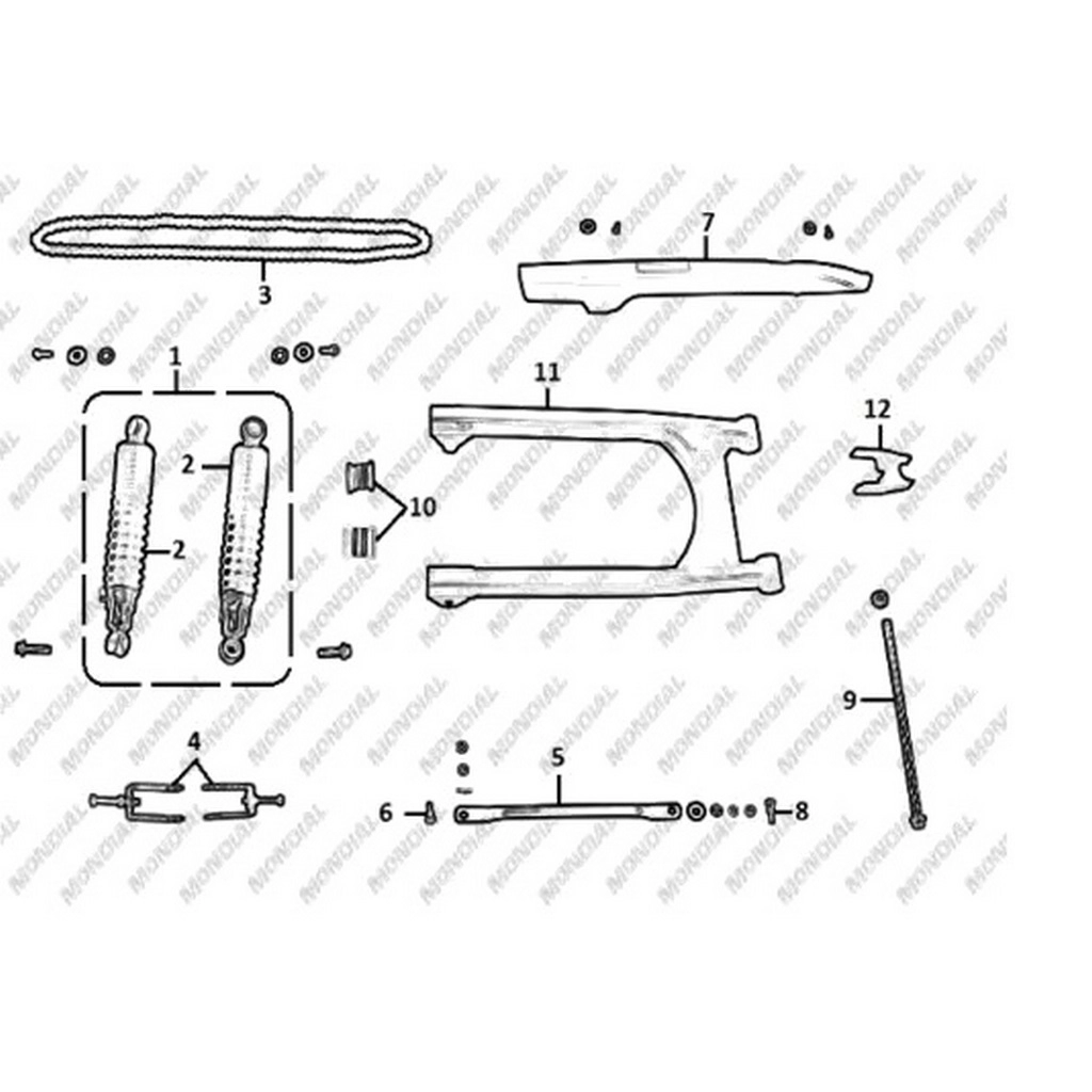 MONDIAL 125 MX (GRUMBLE) ARKA AMORTISOR TAKIMI #Y4MON0720A0067
